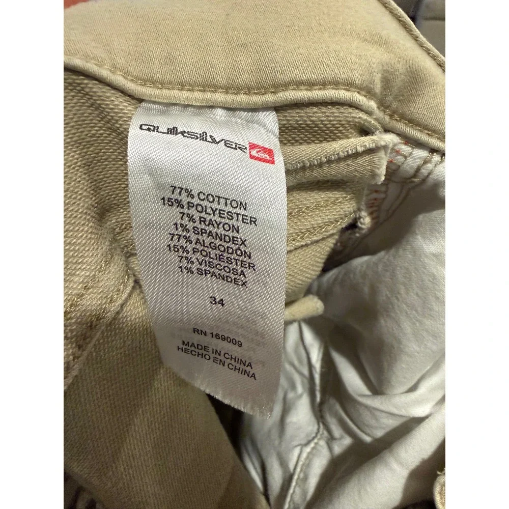 Quiksilver Mens Khaki Straight Leg 5-Pocket Chino Pants Size 34 Tan‎ RN169009